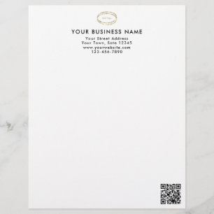 Modern Minimalist Black QR Code Business Logo Letterhead