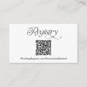 Modern Minimalist Black QR Code Wedding Registry Enclosure Card
