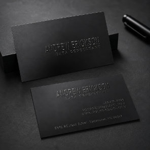 Modern Minimalist Black Raised Spot UV Business Card