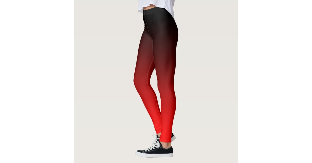 Modern Minimalist Black Red Gradient Leggings