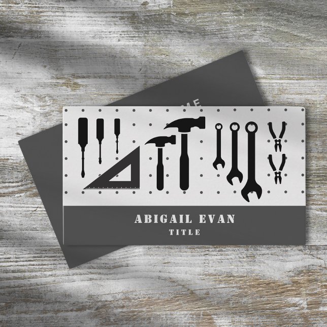 Modern Minimalist Black Repair Tools Handyman Business Card (Modern Minimalist Black Repair Tools Handyman Business Card)