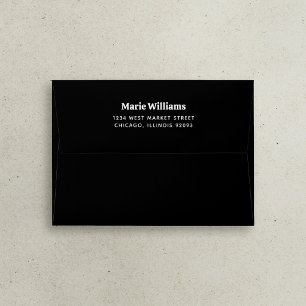 Modern Minimalist Black Retro Return Address Envelope