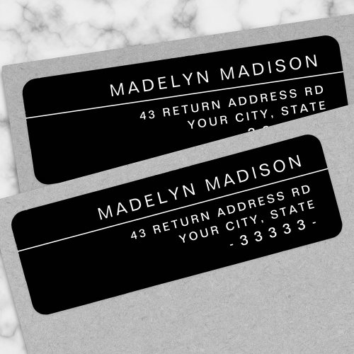 Modern minimalist black return address label