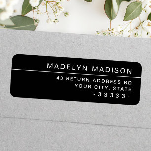 Modern minimalist black return address label