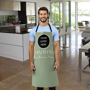 Modern Minimalist Black Sage Custom logo Modern Apron