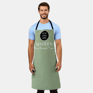 Modern Minimalist Black Sage Custom logo Modern Apron