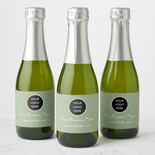 Modern Minimalist Black Sage Custom logo Modern Sparkling Wine Label