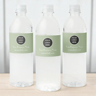 Modern Minimalist Black Sage Custom logo Modern Water Bottle Label