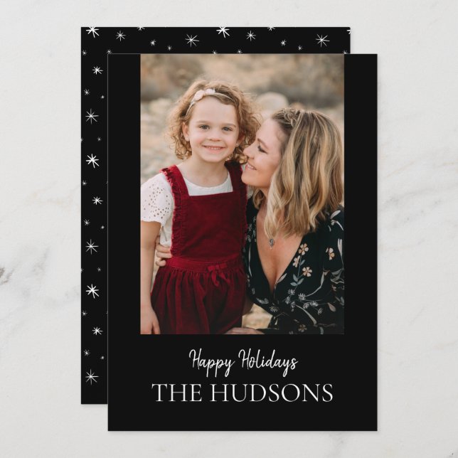 Modern Minimalist Black Script Calligraphy Holiday (Front/Back)