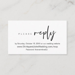 Modern Minimalist, Black Script, Online RSVP Enclo Enclosure Card