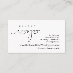 Modern Minimalist, Black Script, Online RSVP Enclosure Card