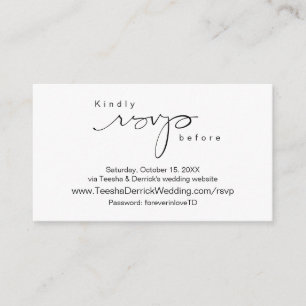 Modern Minimalist, Black Script, Online RSVP Enclosure Card