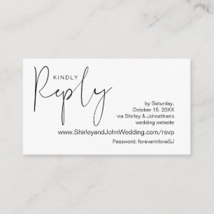 Modern Minimalist, Black Script, Online RSVP Enclosure Card