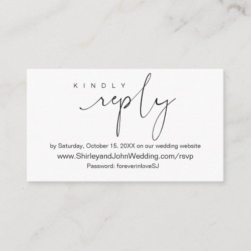 Modern Minimalist Black Script Online RSVP Enclosure Card