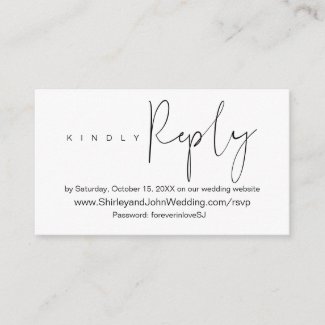 Modern Minimalist, Black Script, Online RSVP Enclosure Card