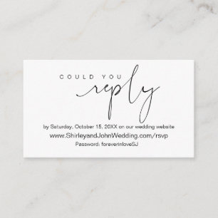 Modern Minimalist, Black Script, Online RSVP Enclosure Card