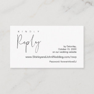 Modern Minimalist, Black Script, Online RSVP Enclosure Card