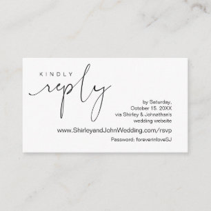 Modern Minimalist, Black Script, Online RSVP Enclosure Card