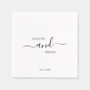 Modern Minimalist Black Script Wedding Napkins