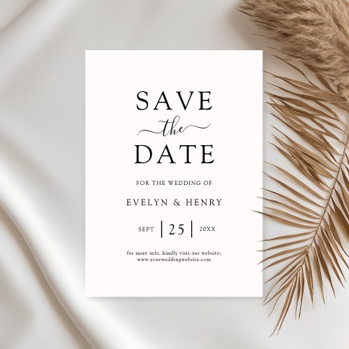 Modern Minimalist Black Script Wedding Save The Date