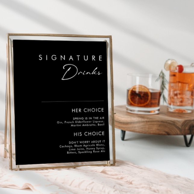 Modern Minimalist | Black Signature Drinks Sign (Creator Uploaded)