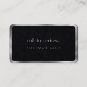 Modern Minimalist Black Silver Border Professional Business Card