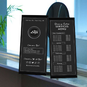 Modern Minimalist Black Silver Services Price Menu