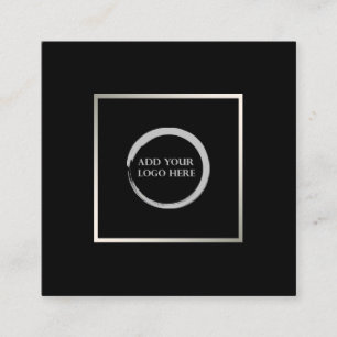 Modern minimalist black silver simple logo square square business card