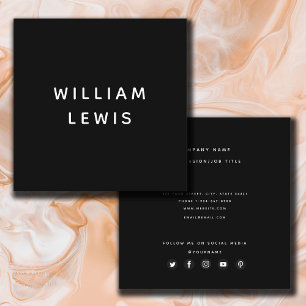 Modern Minimalist Black Social Media Icons Square Business Card