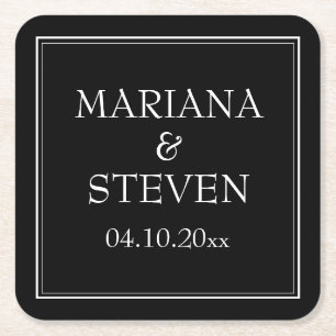 Modern Minimalist Black Square Paper Coaster