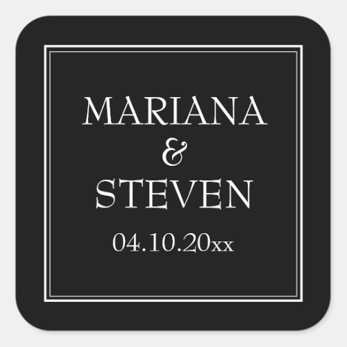 Modern Minimalist Black Square Sticker