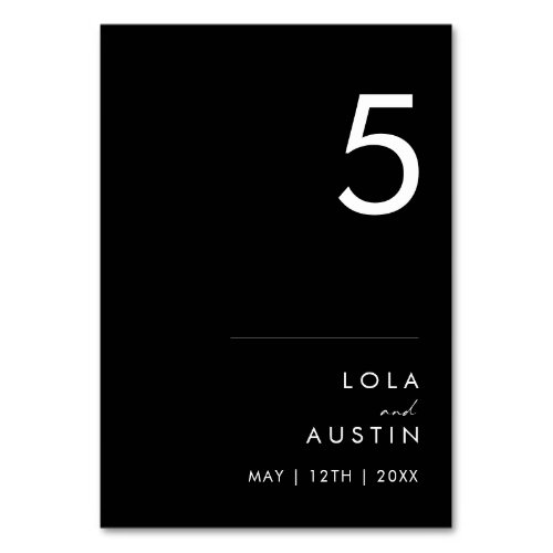 Modern Minimalist  Black Table Number