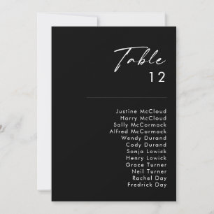 Modern Minimalist Black Table Number Chart