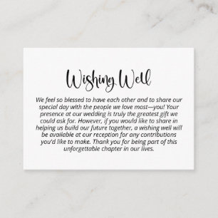 Modern Minimalist Black Text Wishing Well Enclosure Card
