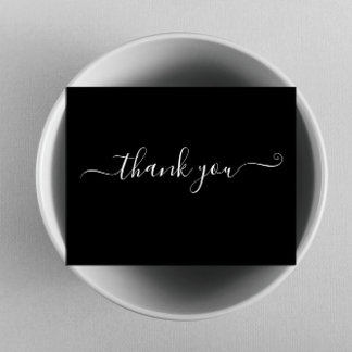 Modern Minimalist Black Thank You Card