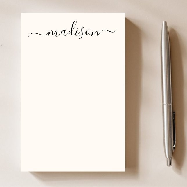 Modern Minimalist Black Typography Chic Name  Post-it Notes (Creator Uploaded)