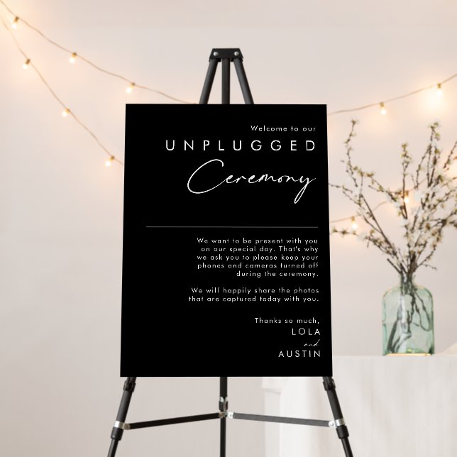 Modern Minimalist | Black Unplugged Ceremony Foam Board (In Situ (Stand))