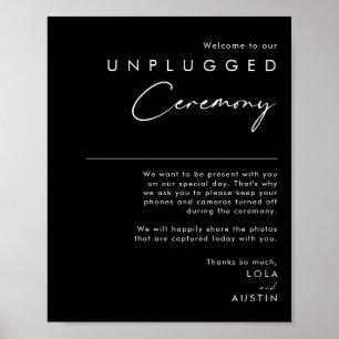 Modern Minimalist Black Unplugged Ceremony Poster
