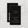 Modern Minimalist Black Vertical Logo QR Code Business Card