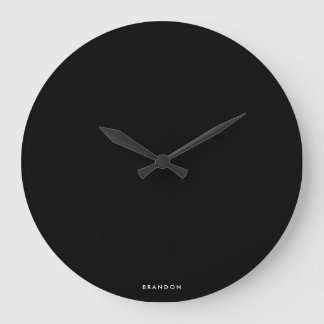 Modern Minimalist Black Wall Clock With Name