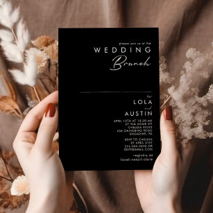 Modern Minimalist   Black Wedding Brunch Invitation