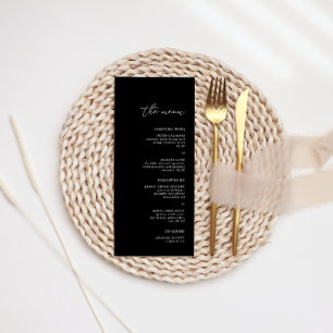 Modern Minimalist Black Wedding Dinner Menu