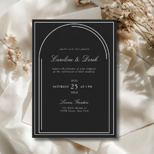 Modern Minimalist Black Wedding Invitation   
