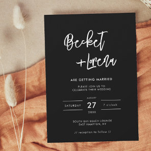Modern minimalist black wedding invitation