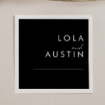 Modern Minimalist | Black Wedding Napkins<br><div class="desc">These modern minimalist | black wedding napkins are perfect for your classy boho wedding. Its simple, unique abstract design accompanied by a contemporary minimal script and a black and white color palette gives this product a feel of elegant formal luxury while staying simplistic, chic bohemian. Keep it as is, or...</div>