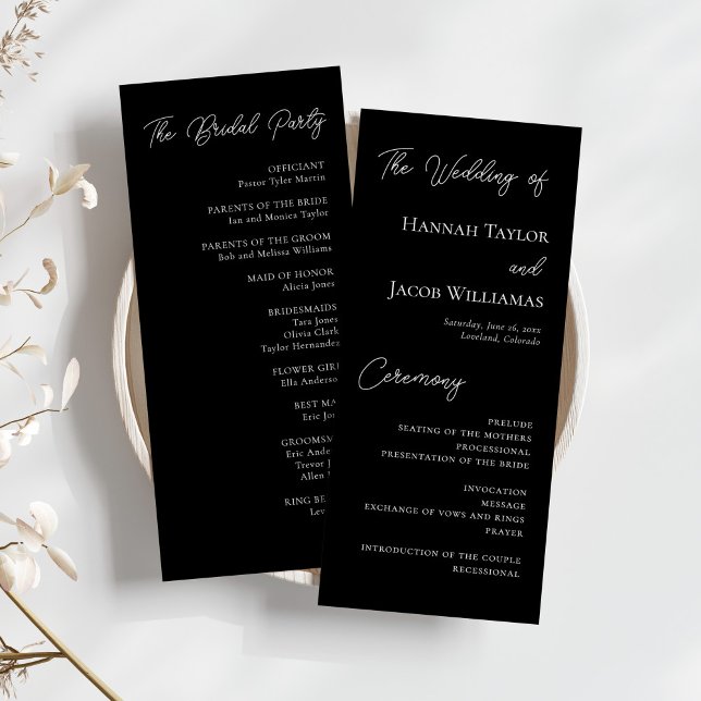 Modern Minimalist Black Wedding Program (Creator Uploaded)