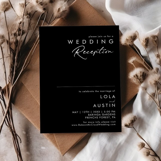 Modern Minimalist | Black Wedding Reception Invitation (Creator Uploaded)