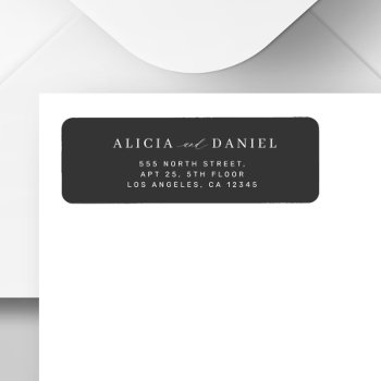 Modern Minimalist Black Wedding Return Address Label by invitations_kits at Zazzle