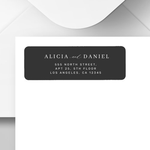 Modern minimalist black wedding return address label