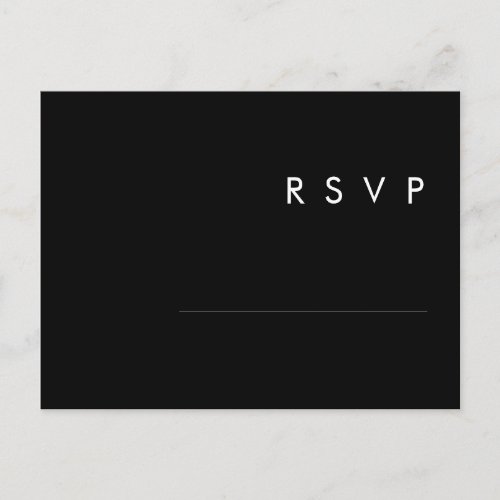 Modern Minimalist  Black Wedding RSVP Postcard